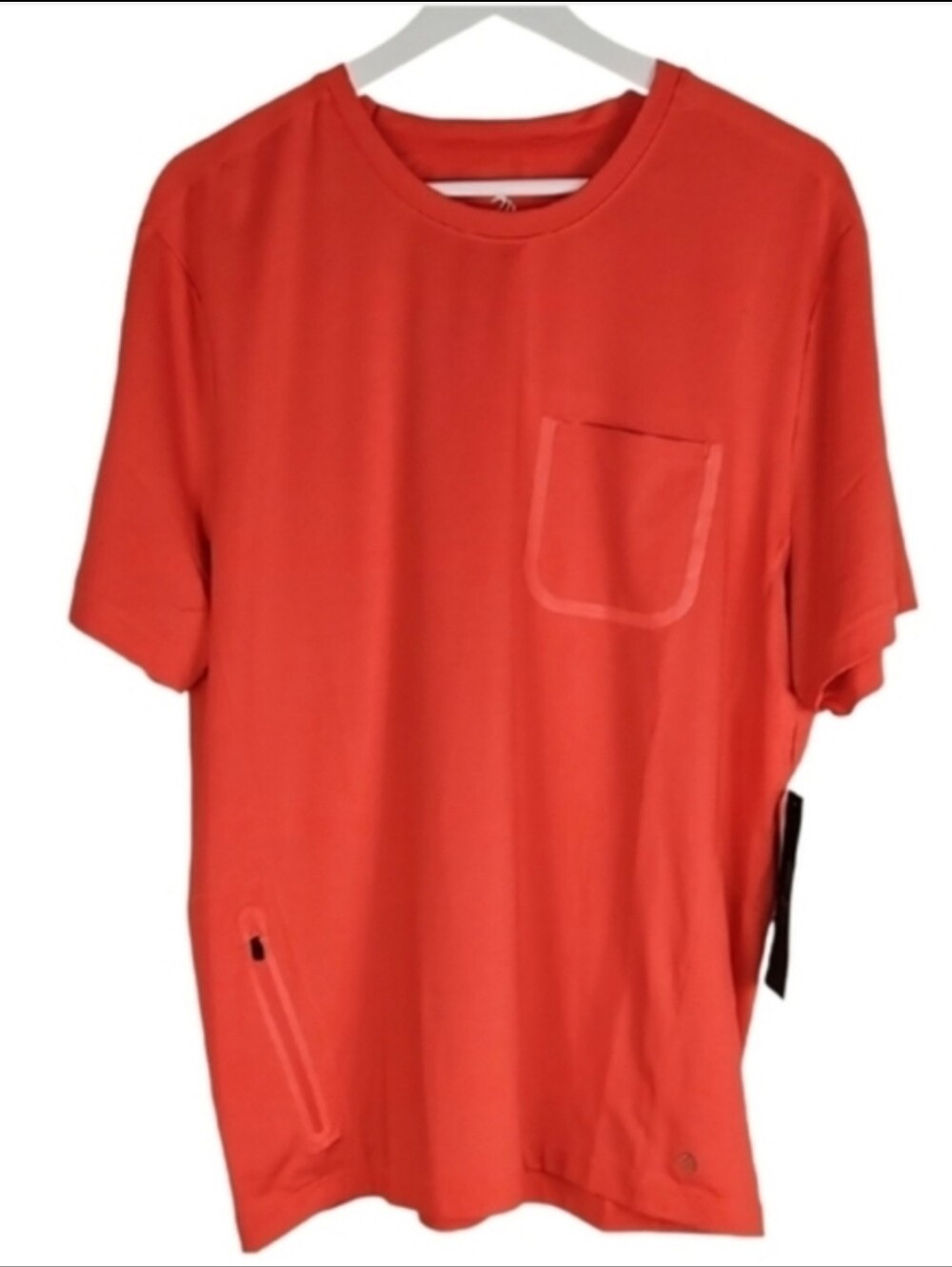 MPG Orange Short Sleeve Tee Athletic Sports Running Tee Shirt w/ Zip Pocket